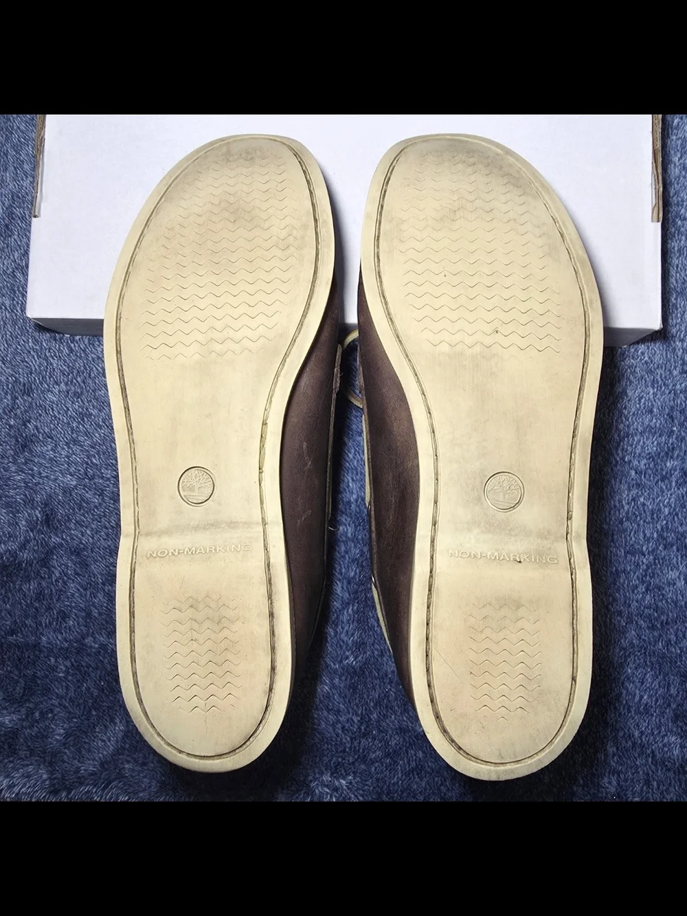 Timberland Dark Brown Leather Boat Shoes with Cream Sole